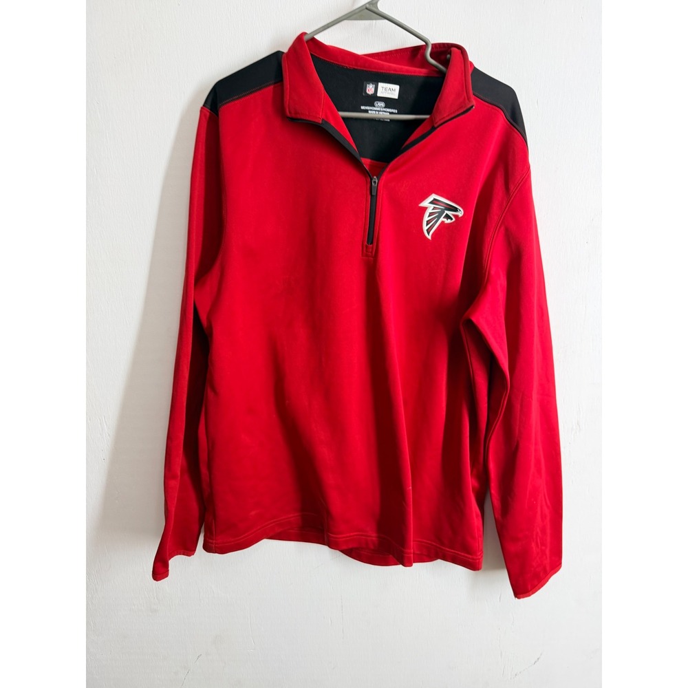 NFL Team Apparel Atlanta Falcons Quarter Zip Pullover Red Mens Large Fleece